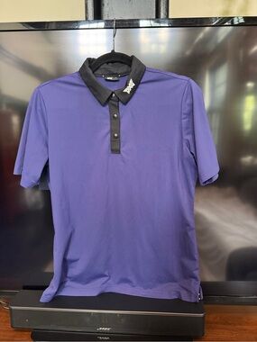 PXG Women’s Short Sleeve Polo in navy with Black Collar
